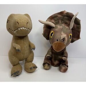 T Rex and Triceratops Jurassic Park‎ Plushie Combo. Dinosaur Lover Gift